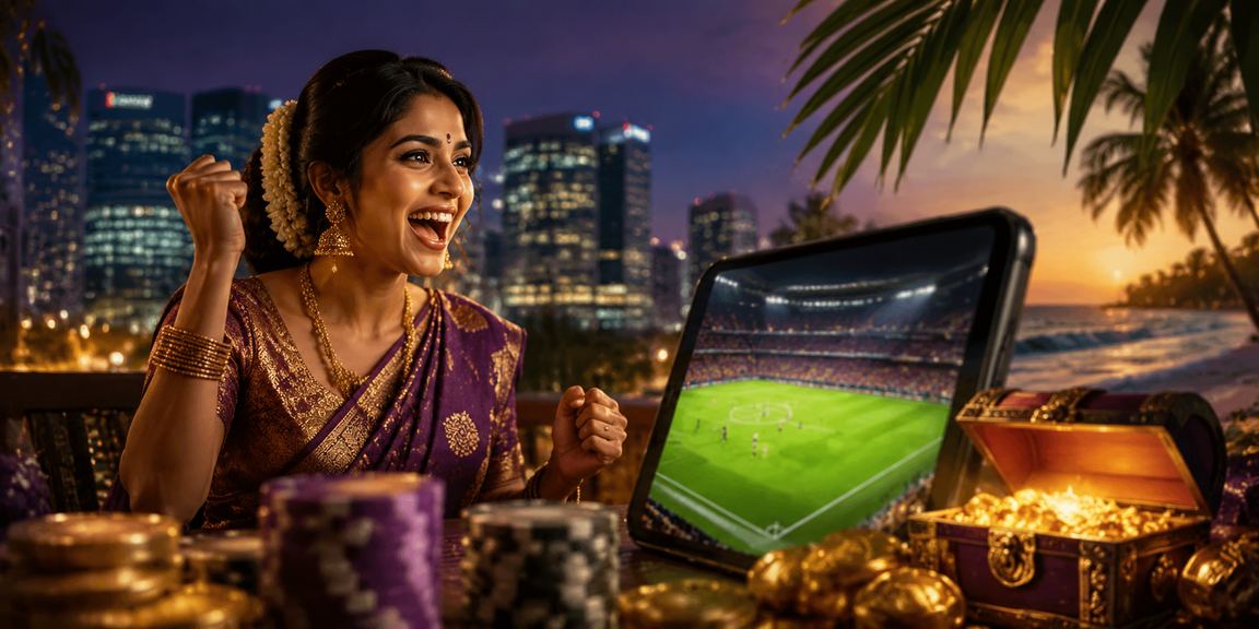Beachside view with cricket sports betting on mobile