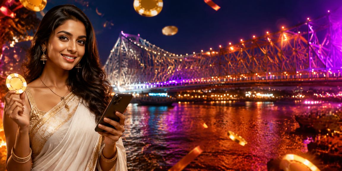 Rummy player enjoying cricket betting near Kolkata Howrah Bridge